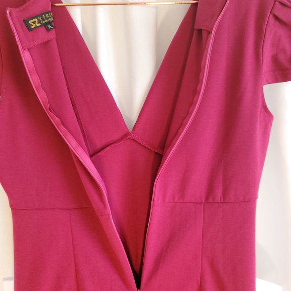 Maroon Fitted Dress WITH pockets! - Picture 6 of 6